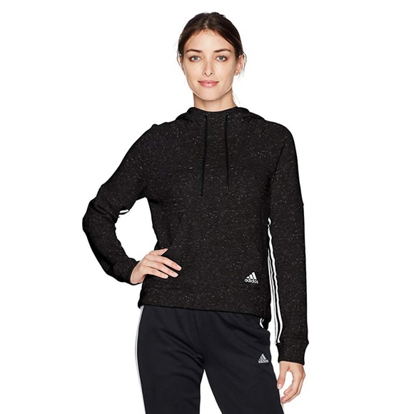 Adidas Black and White Speckled Hoodie - Picture 1 of 5